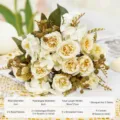 Bouquet di fiori di rose artificiali decorazione casa festa di matrimonio tavolo composizione - Crema