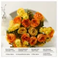 Artificial rose bouquet fake flowers realistic floral arrangement for home decor wedding party - Orange