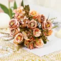 Bouquet di rose artificiali fiori di seta casa soggiorno pianta artificiale bella - Borgogna