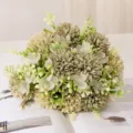 Artificial Ping-Pong Chrysanthemum Flower Bouquet Retro Macaron Style Home Table Decor - Green