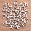 Silver lobster claw clasps for DIY jewelry making necklace bracelet findings 8x12mm - White K/Silver