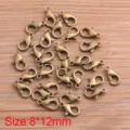 Antique bronze lobster clasps for DIY jewelry making, necklace and bracelet charms 8x12mm - Antique Bronze