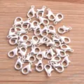 Silver lobster clasps DIY jewelry findings for necklaces bracelets craft making parts 50pcs - Bright Silver