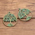 Vintage bronze tree of life alloy charms hollow round pendant connectors for DIY jewelry - 1 Piece (25x29mm)
