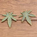 Vintage bronze leaf charms alloy DIY jewelry pendants connectors for handmade crafts 2pcs - 1 Piece (33x39mm)