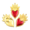 Gold Red Enamel Heart Wings Metal Pendant DIY Jewelry Charms Craft Accessories - Popular Style - Style 3 (28B1/2) / 35x59mm