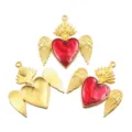 Red enamel heart wings pendant DIY jewelry accessories gothic sacred charm for necklace crafts - Style 6 (28B1/2) / 42x43mm