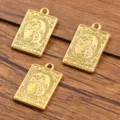 Pendentifs cartes de tarot dorés alliage de zinc 14x23mm accessoires pour bijoux DIY 3 pcs - Style Monde (25G1-3)