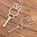 Silber hohler Kaninchen Lünette Anhänger für DIY UV Harz Schmuckherstellung Handwerk - Weiß K/Silber