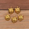 Antique gold tiger head pendant charms for DIY jewelry making, necklace and bracelet crafts. - Gold