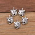 Silver tiger head charms pendants for DIY jewelry making, necklace bracelet accessories crafts. - Antique Silver