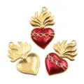 Heilig hart vlam hanger rode emaille goudkleurig metaal DIY sieraden accessoires kleding - 22x37mm