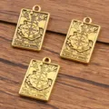 Pendentifs carte de tarot or ancien en alliage zinc Roue de Fortune pour bijoux DIY lot de 6 - Style Roue de la Fortune (25G1-6)