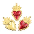 Verguld rood emaille heilig hart hanger DIY sieraden accessoire charm variant optie. - 26x46mm
