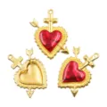 Gouden hart hanger bedels DIY sieraden accessoires met rode emaille vulling optie - 32x39mm