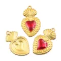 DIY Hart hanger rood emaille metaal sieraden accessoire voor ketting armband handwerk - 22x35mm
