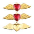 DIY Rood Hart Vleugels Metaal Sieraden Hanger Bedel Variant Stijl Accessoire Mooi - 18x54mm