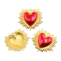 Gouden zonnestralen rode geëmailleerde hartjes bedels DIY sieraden accessoires voor handwerk. - 29x33mm