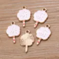 DIY Σμάλτο Μαλλί της Γριάς Μεταλλικά Κρεμαστά Κοσμήματα Αξεσουάρ Χειροτεχνίας 14x24mm - Ζαχαρωτό Χαμογελαστό Μενταγιόν / Λευκό