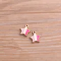 DIY legering sieraden accessoires KC goud snoep kleur vijfhoekige ster hanger. - Rozerood