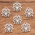 Silver lotus flower connector charms alloy DIY jewelry making accessories 14x16mm - Lotus Connector (No. 25) / 14x16mm / Antique Silver