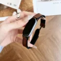 Replacement silicone leather watch strap for Xiaomi band 8 9 soft magnetic folding buckle - Dark Brown