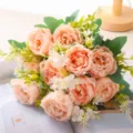 Bouquet di fiori di peonia artificiali per decorazione casa matrimonio festa composizione floreale - Champagne