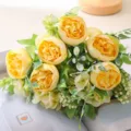 Artificial Peony Flower Bouquet Yellow Fake Silk Flowers Home Wedding Decor Variant - Yellow