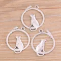 Silber Legierung Tier Anhänger DIY Schmuck Zubehör Handwerk Charms Runde Ring Befunde - Antiksilber