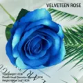 Realistic single stem artificial blue velvet rose flower for wedding or home decor - Velvet Rose / 11cm / Blue