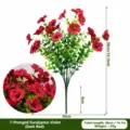 Bouquet di fiori di eucalipto artificiale 7 rami pianta finta rossa per decorazioni - Violette (Rosso)