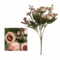 Bouquet di rose artificiali 5 rami rosa cannella fiori di seta decorazione casa - Bouquet di Rose a 5 Forche / Rosa