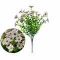 Bouquet di fiori di violetta di eucalipto artificiale 7 forche piante bianche per casa - Violette (Bianco)