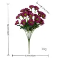 Bouquet di fiori artificiali margherite viola, decorazione floreale in seta per la casa. - Margherite a foglia grande (Rosso vino)
