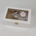 White wooden jewelry music box with clear window, cute anime unicorn charm and floral insert. - Style B White Horse