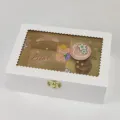 Caja de musica para joyas de madera blanca con ventana transparente y bonito diseño de oso - Modelo A oso blanco / Blanco