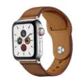 Vue détaillée du bracelet de montre en cuir véritable de qualité supérieure avec boucle métal. - 38/40/41mm / Marron clair-03