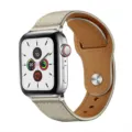 Bracelet en cuir veritable vintage pour Apple Watch avec boucle a rivet metallique - 38/40/41mm / Blanc cassé-01