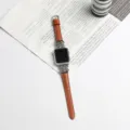 Bracelet de montre en cuir élégant avec nœud chinois en métal compatible Apple Watch. - 38/40/41mm / Brun Caramel