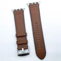Détail de bracelet de montre en cuir marron et silicone, compatible Apple Watch. - 38/40/41mm / G-03 brun foncé