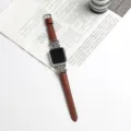 Bracelet de montre en cuir marron de remplacement avec nœud en métal pour Apple Watch. - 38/40/41mm / Brun jujube