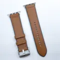 Bracelet de montre en silicone et cuir marron, vue de détail, compatible smartwatch. - B-03 brun