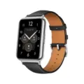 Bracelet de montre en cuir de rechange pour smartwatch avec boucle en acier inoxydable. - Connecteurs argentés Fit2 / Noir