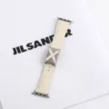 Bracelet en cuir compatible Apple Watch grain litchi avec boucle metallique X pour montre. - 38/40/41 mm (S10 42 mm) / Blanc Cassé