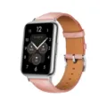 Bracelet de rechange en cuir véritable pour Huawei Fit 2 3 4, bracelet en cuir de vachette de qualité. - Connecteurs argentés Fit2 / Rose
