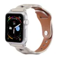Leather Watch Band Compatible with Apple Watch Three Ring Hollow Strap Fashion Accessory - Apricot