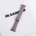 Purple litchi grain leather Apple Watch band with metal X buckle replacement strap details - Purple
