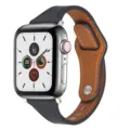 Bracelet de montre en cuir veritable compatible avec Apple Watch accessoire elegante detail - 38/40/41 mm (S10 42 mm) / Noir