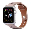 Bracelet de montre en cuir compatible avec Apple Watch design découpe à trois anneaux stylé - 38/40/41mm / Rose