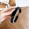 Replacement silicone leather watch strap compatible with Xiaomi Band 8 and 9, soft. - Midnight Blue